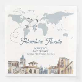Travel Adventure World Map Airplane Baby Shower  Servet