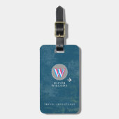 Travel Adventures Initiaal W (bewerkbaar) Bagagelabel (Voorkant verticaal)