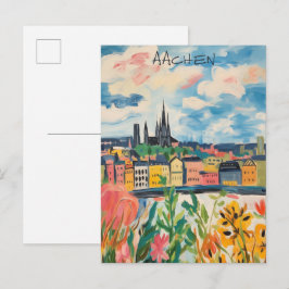 Travel Aesthetic Painting City Aachen Germany  Briefkaart