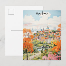 Travel Aesthetic Painting City Aarhus Denmark Briefkaart