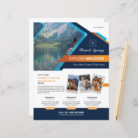 Travel Agency Flyer Template (Voorkant / Achterkant in situ)