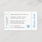Travel Agent Blue Mini Boarding Pass Visitekaartje (Achterkant)