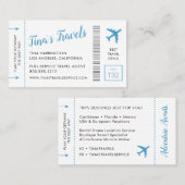 Travel Agent Blue Mini Boarding Pass Visitekaartje (Voorkant / Achterkant)