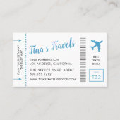 Travel Agent Blue Mini Boarding Pass Visitekaartje (Voorkant)
