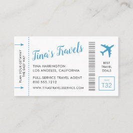 Travel Agent Blue Mini Boarding Pass Visitekaartje