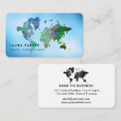 Travel Agent Blue Wereldkaart Tourism Booking Visitekaartje (Voorkant / Achterkant)