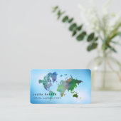 Travel Agent Blue Wereldkaart Tourism Booking Visitekaartje (Staand voorkant)