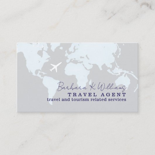 Travel Agent Business Card With Map Visitekaartje (Voorkant)