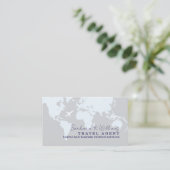 Travel Agent Business Card With Map Visitekaartje (Staand voorkant)
