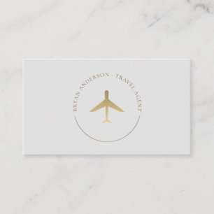 Travel Agent Gold Airplane Logo Visitekaartje