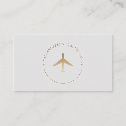 Travel Agent Gold Airplane Logo Visitekaartje (Voorkant)