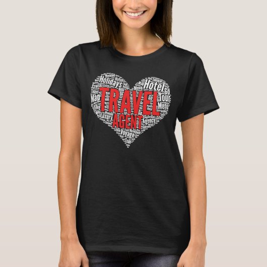 Travel agent Heart Shape Word Cloud T-shirt (Voorkant)