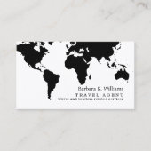 Travel Agent Modern Black White Business Card  Visitekaartje (Voorkant)