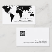 Travel Agent Modern Black White Business Card  Visitekaartje (Voorkant / Achterkant)