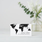 Travel Agent Modern Black White Business Card  Visitekaartje (Staand voorkant)