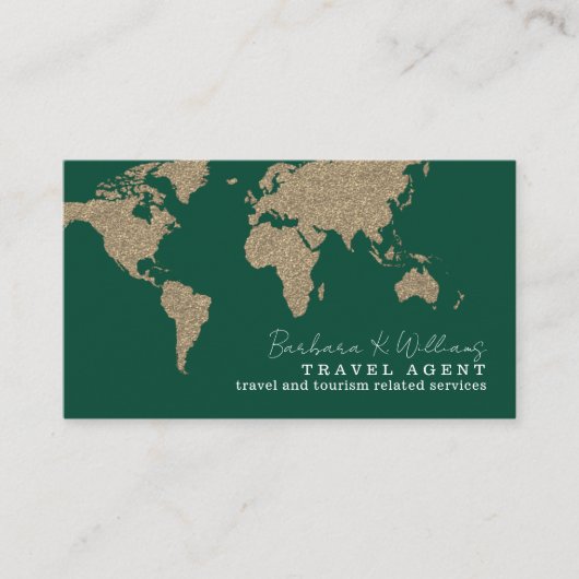 Travel Agent Oversized Map Green Visitekaartje (Voorkant)