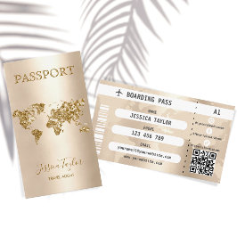 Travel Agent Passport Wereldkaart Boarding Pass Visitekaartje