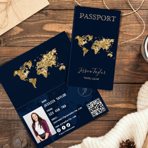 Travel Agent Passport Wereldkaart Voeg foto in Visitekaartje