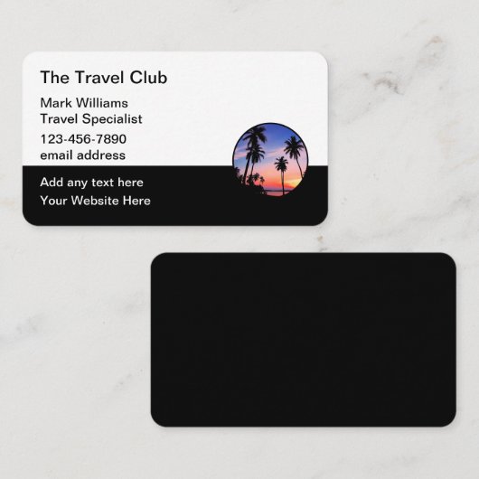 Travel Agent Specialist Palm Tree Silhouette Visitekaartje (Voorkant / Achterkant)