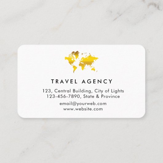 Travel Agent Wereldkaart Vacation Gold Glitter Visitekaartje (Achterkant)