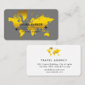 Travel Agent Wereldkaart Vacation Gold Glitter Visitekaartje (Voorkant / Achterkant)