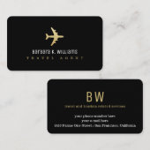 Travel Agent Zwart Visitekaartje met een Vliegtuig (Voorkant / Achterkant)