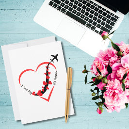 Travel Airplane Heart & I Love My Fly Friends Feestdagenkaart