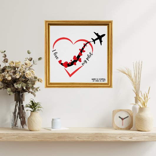 Travel Airplane Heart I Love My Pilot Custom Perfect Poster