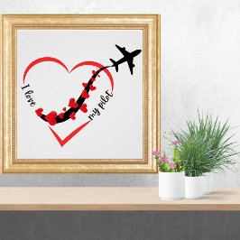 Travel Airplane Heart Ik hou van mijn piloot minim Perfect Poster