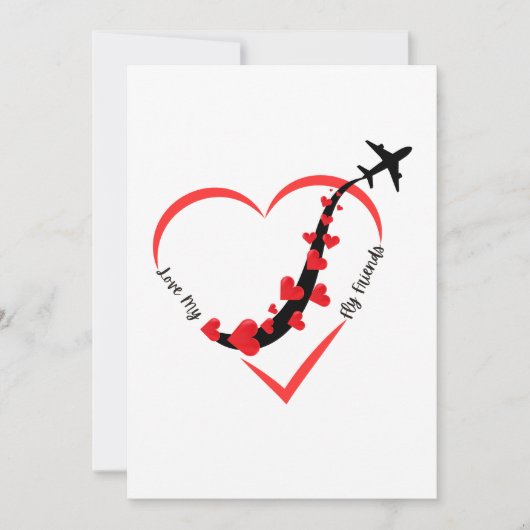 Travel Airplane Heart Love My Fly Friends Luchtvaa Feestdagenkaart (Voorkant)