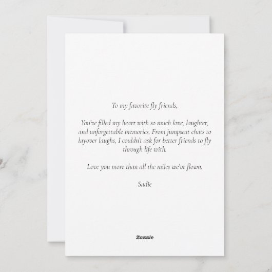 Travel Airplane Heart Love My Fly Friends Luchtvaa Feestdagenkaart (Achterkant)