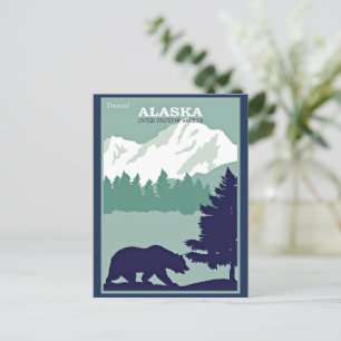 Travel Alaska, vintage poster Briefkaart