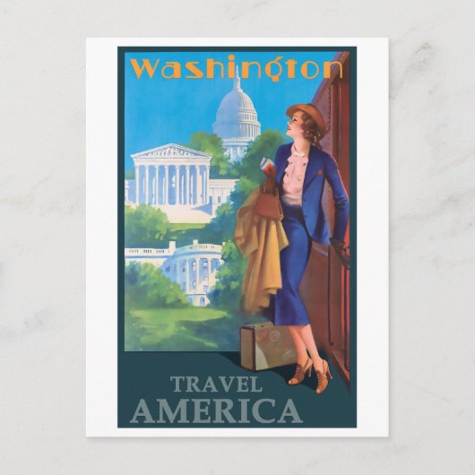 Travel America, Washington DC, Retro Briefkaart (Voorkant)