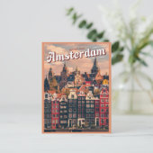 Travel Amsterdam kleurrijke huizen  geschenken Briefkaart (Staand voorkant)