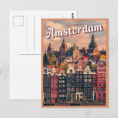 Travel Amsterdam kleurrijke huizen  geschenken Briefkaart (Voorkant / Achterkant)