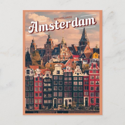 Travel Amsterdam kleurrijke huizen  geschenken Briefkaart (Voorkant)