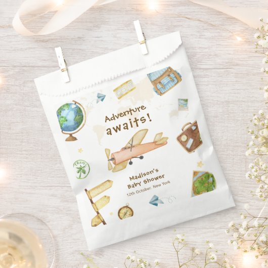Travel Around The World Airplane Baby Shower Bedankzakje (Geknipt)