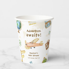 Travel Around The World Airplane Baby Shower  Papieren Bekers