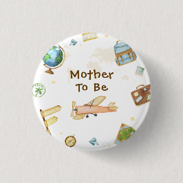 Travel Around The World Mother To Be Baby Shower  Ronde Button 3,2 Cm