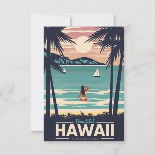 Travel Art Beauful Hawaii Beach RSVP Kaartje (Voorkant)