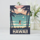 Travel Art Beauful Hawaii Beach RSVP Kaartje (Staand voorkant)