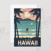 Travel Art Beauful Hawaii Beach RSVP Kaartje (Voorkant / Achterkant)