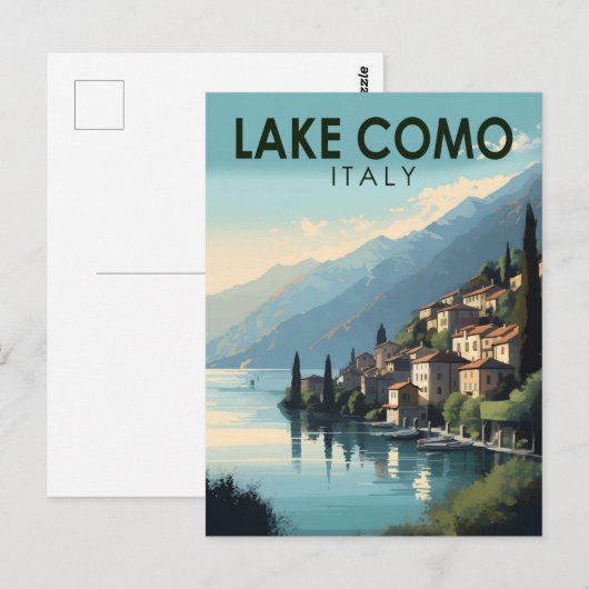 Travel Art  meer Como Italië Briefkaart (Voorkant / Achterkant)