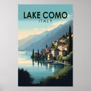 Travel Art  meer Como Italië Poster