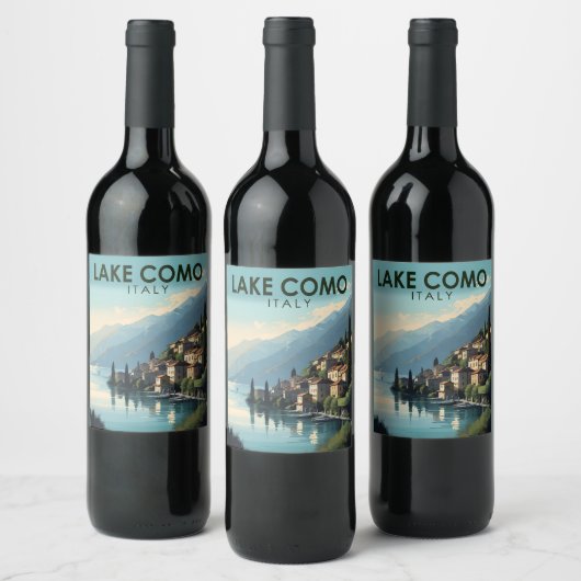 Travel Art  meer Como Italië Wijn Etiket (Flessen)