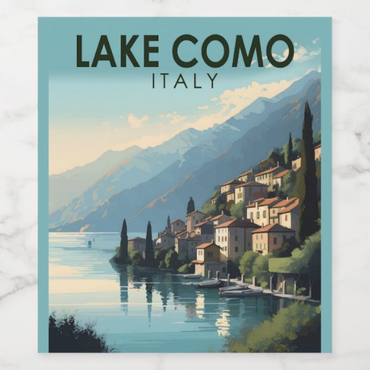 Travel Art  meer Como Italië Wijn Etiket (Enkel label)