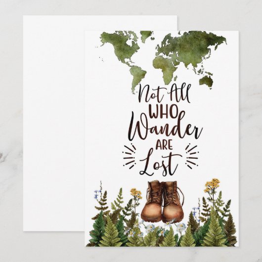 Travel Art Not All Who Wander Are Lost Bedankkaart (Voorkant / Achterkant)