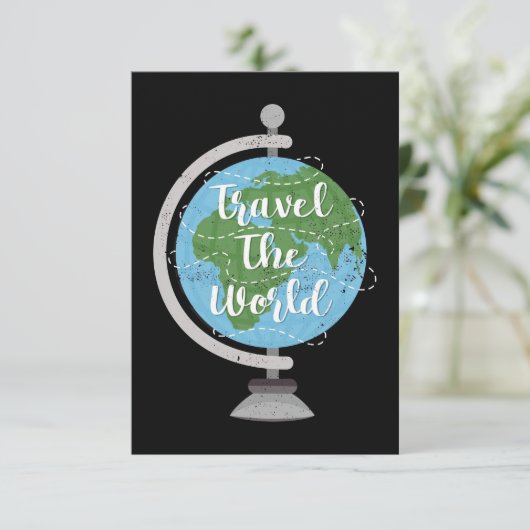Travel Art reizen over de wereld RSVP Kaartje (Staand voorkant)