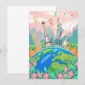 Travel art rondom de wereld kaart (Voorkant / Achterkant)