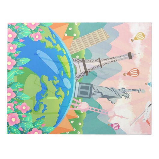 Travel art rondom de wereld notitieblok (Voorkant)